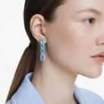 Millenia drop earrings Octagon cut, Colour gradient, Blue, Rhodium plated - Image 2