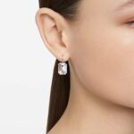 Millenia drop earrings Octagon cut, White, Rhodium plated - Image 2