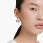 Millenia hoop earrings Mixed cuts, Multicoloured, 18K gold finish - Image 2