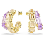 Millenia hoop earrings Mixed cuts, Multicoloured, 18K gold finish