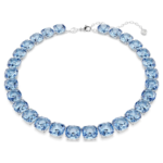 Millenia necklace, Cushion cut, Blue, Rhodium plated