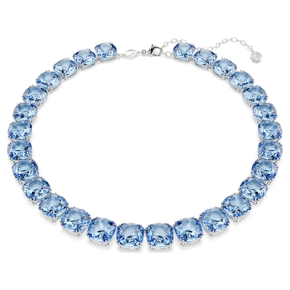 millenia-necklace-cushion-cut-blue-rhodium-plated-swarovski-5760058 Millenia necklace, Cushion cut, Blue, Rhodium plated - Image 1