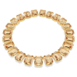 Millenia necklace, Oversized crystals, Octagon cut, Caramel, 18K gold finish