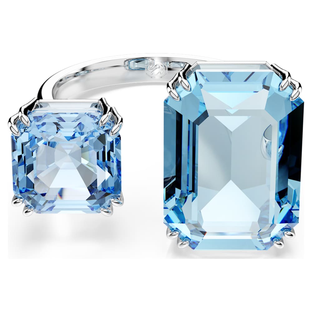 millenia-open-ring-octagon-cut-blue-rhodium-plated-swarovski-5694138 Millenia open ring, Octagon cut, Blue, Rhodium plated - Image 1