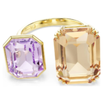 Millenia open ring Octagon cut, Multicoloured, 18K gold finish