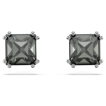 Millenia stud earrings Square cut, Black, Ruthenium plated