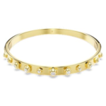 Numina bangle Mixed round cuts, White, 18K gold finish