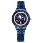 Octea moon watch Swiss Made, Metal bracelet, Blue, Blue finish