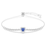 One bracelet Mixed cuts, Heart, Blue, Rhodium plated