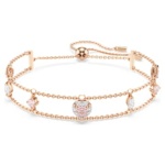 One bracelet Mixed cuts, Heart, Pink, 18K rose gold finish