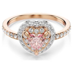 One motif ring Heart cut, Pavé, Heart, Pink, 18K rose gold finish