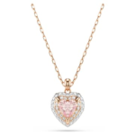 One pendant Heart cut, Pavé, Heart, Pink, 18K rose gold finish