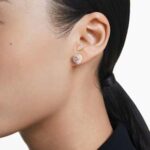 One stud earrings Heart cut, Pavé, Heart, Pink, 18K rose gold finish - Image 2