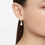 Originally drop earrings Crystal pearl, Pavé, White, Rhodium plated - Image 2