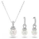 Originally set Pavé, Crystal pearl, White, Rhodium plated