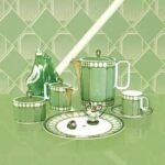 Signum coffee cup with saucer Porcelain, Green - Image 2