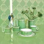 Signum cup with saucer Porcelain, Green - Image 2