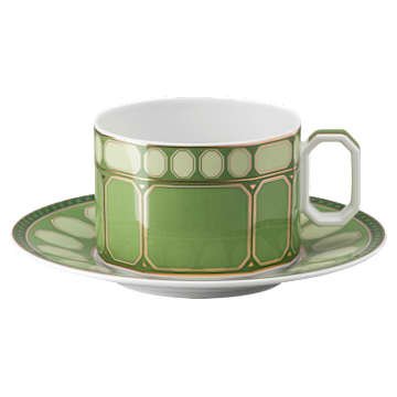 signum-teacup-with-saucer-porcelain-green-swarovski-5648532 Signum teacup with saucer Porcelain, Green - Image 1