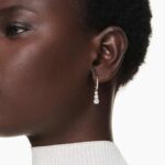 Stilla Attract hoop earrings, Round cut, White, 18K gold finish - Image 2
