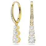 Stilla Attract hoop earrings, Round cut, White, 18K gold finish