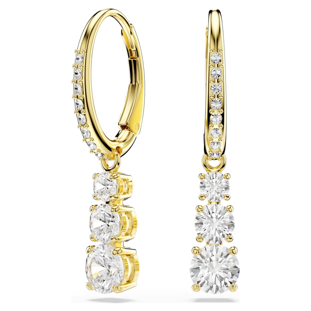 stilla-attract-hoop-earrings-round-cut-white-18k-gold-finish-swarovski-5723300 Stilla Attract hoop earrings, Round cut, White, 18K gold finish - Image 1