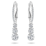 Stilla Attract hoop earrings, Round cut, White, Rhodium plated