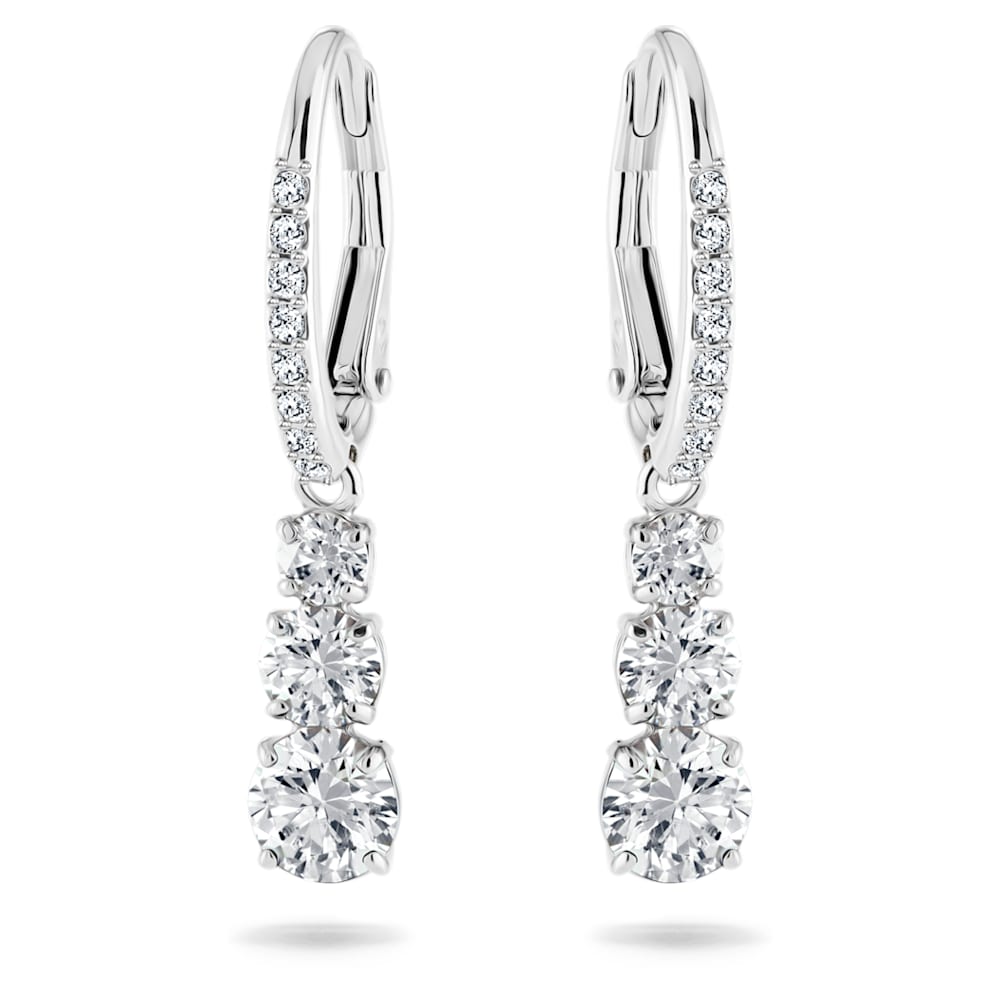 stilla-attract-hoop-earrings-round-cut-white-rhodium-plated-swarovski-5416155 Stilla Attract hoop earrings, Round cut, White, Rhodium plated - Image 1