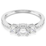 Stilla Attract ring Round cut, White, Silver-tone finish