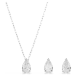 Stilla Attract set Pear cut, White, Rhodium plated