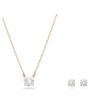 Stilla Attract set Round cut, White, 18K rose gold finish