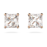 Stilla Attract stud earrings Square cut, White, 18K rose gold finish