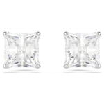 Stilla Attract stud earrings, Square cut, White, Rhodium plated