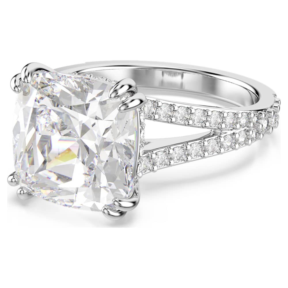stilla-cocktail-ring-square-cut-pave-white-rhodium-plated-swarovski-5709901 Stilla cocktail ring Square cut, Pavé, White, Rhodium plated - Image 1