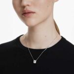 Stilla pendant Octagon cut, White, Rhodium plated - Image 2
