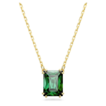 Stilla pendant, Rectangular cut, Green, 18K gold finish