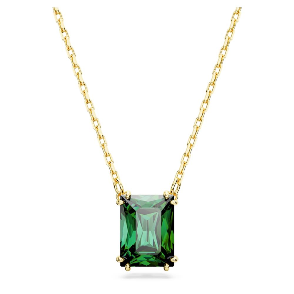 stilla-pendant-rectangular-cut-green-18k-gold-finish-swarovski-5677141 Stilla pendant, Rectangular cut, Green, 18K gold finish - Image 1