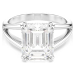 Stilla ring Octagon cut, White, Silver-tone finish