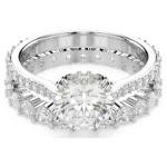 Stilla ring, Set (2), Round cut, White, Rhodium plated