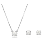 Stilla set Round cut, White, Rhodium plated
