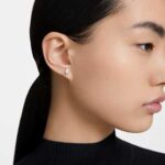 Stilla stud earrings Pear cut, White, Rhodium plated - Image 2