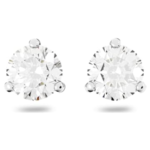 Stilla stud earrings Round cut, White, Rhodium plated