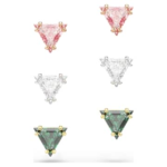 Stilla stud earrings Triangle cut, Multicoloured, Mixed metal finish