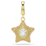 Sublima charm Round cut, Star, Yellow, 18K gold finish