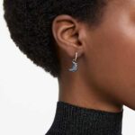 Sublima drop earrings Crystal pearl, Asymmetrical design, Moon, Multicoloured, 18K rose gold finish - Image 2