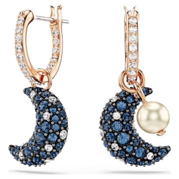 sublima-drop-earrings-crystal-pearl-asymmetrical-design-moon-multicoloured-18k-rose-gold-finish-swarovski-5671569 Sublima drop earrings Crystal pearl, Asymmetrical design, Moon, Multicoloured, 18K rose gold finish - Image 1