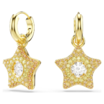 Sublima drop earrings, Round cut, Star, Multicoloured, 18K gold finish