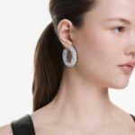Sublima hoop earrings Mixed round cuts, White, Rhodium plated - Image 2