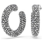 Sublima hoop earrings Mixed round cuts, White, Rhodium plated
