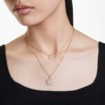 Sublima layered pendant, White, 18K gold finish - Image 2