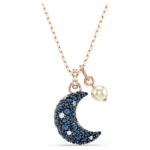 Sublima pendant, Crystal pearl, Moon, Multicoloured, 18K rose gold finish